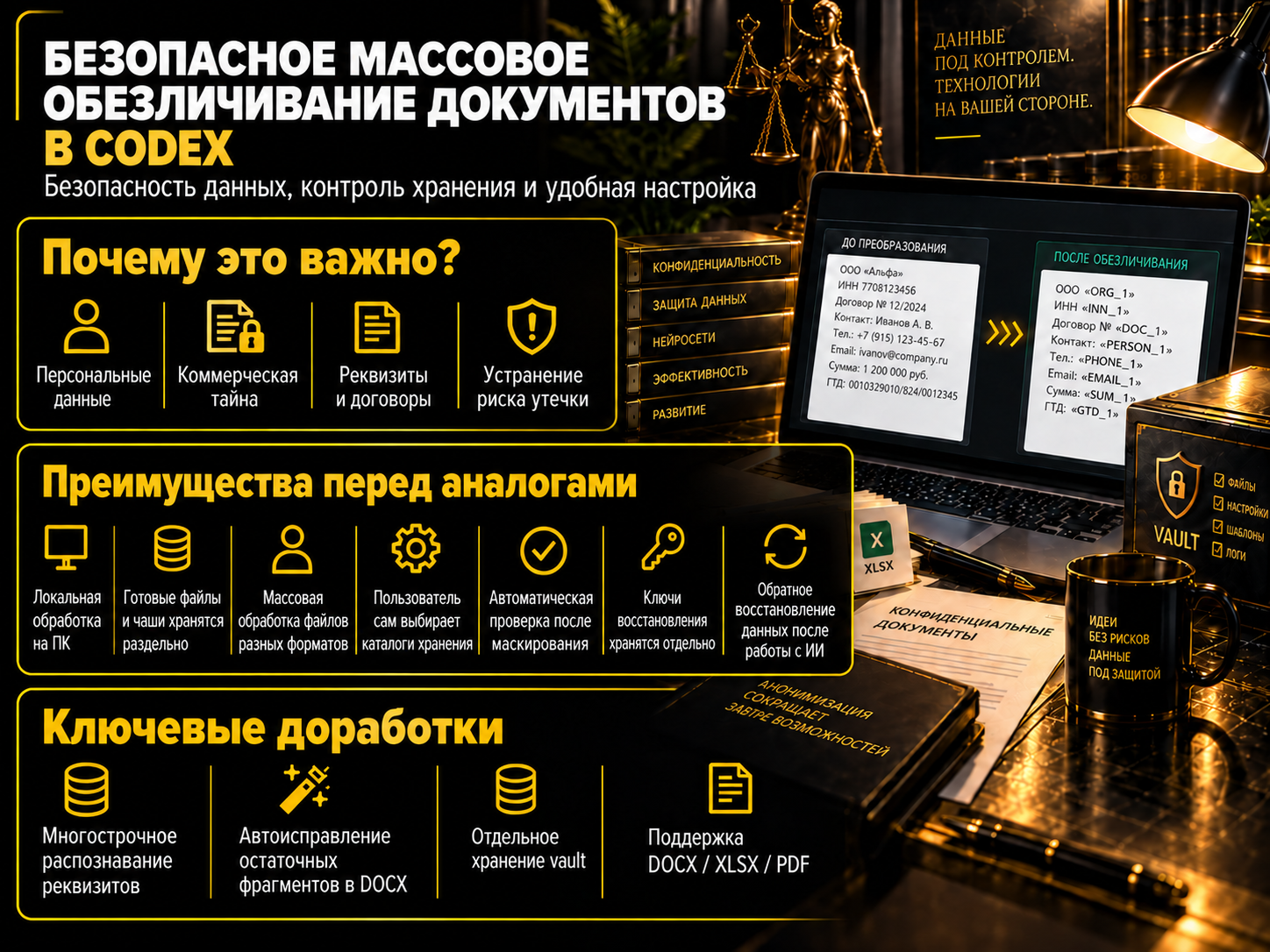 Безопасное массовое обезличивание документов в Codex